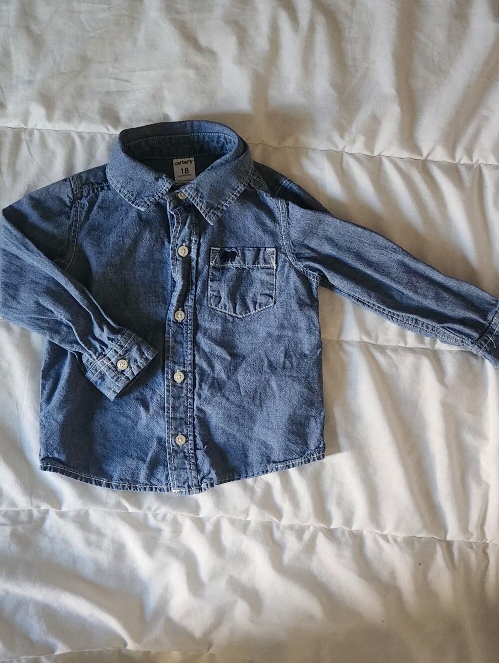 Carter's Light Blue Denim Button-Up Shirt